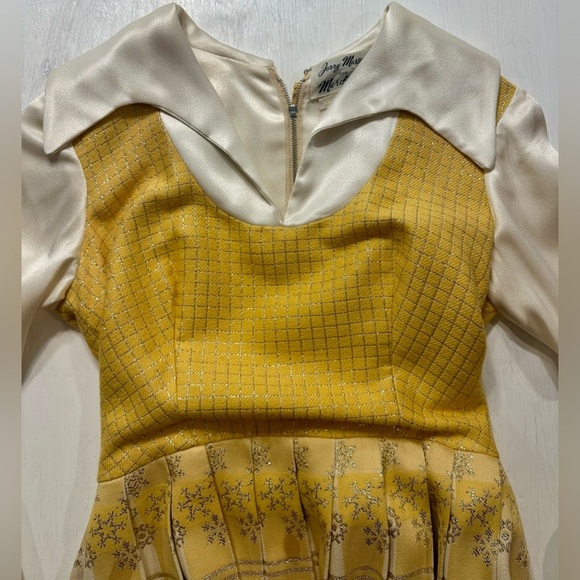 Vintage Jerry Marsch for Mardi Gras Yellow Maxi Dress 1970s Snowflake Print Gown - Picture 14 of 14